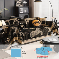 Luxurious Chenille Horse Design Sofa Cover Decor in Orange & Green