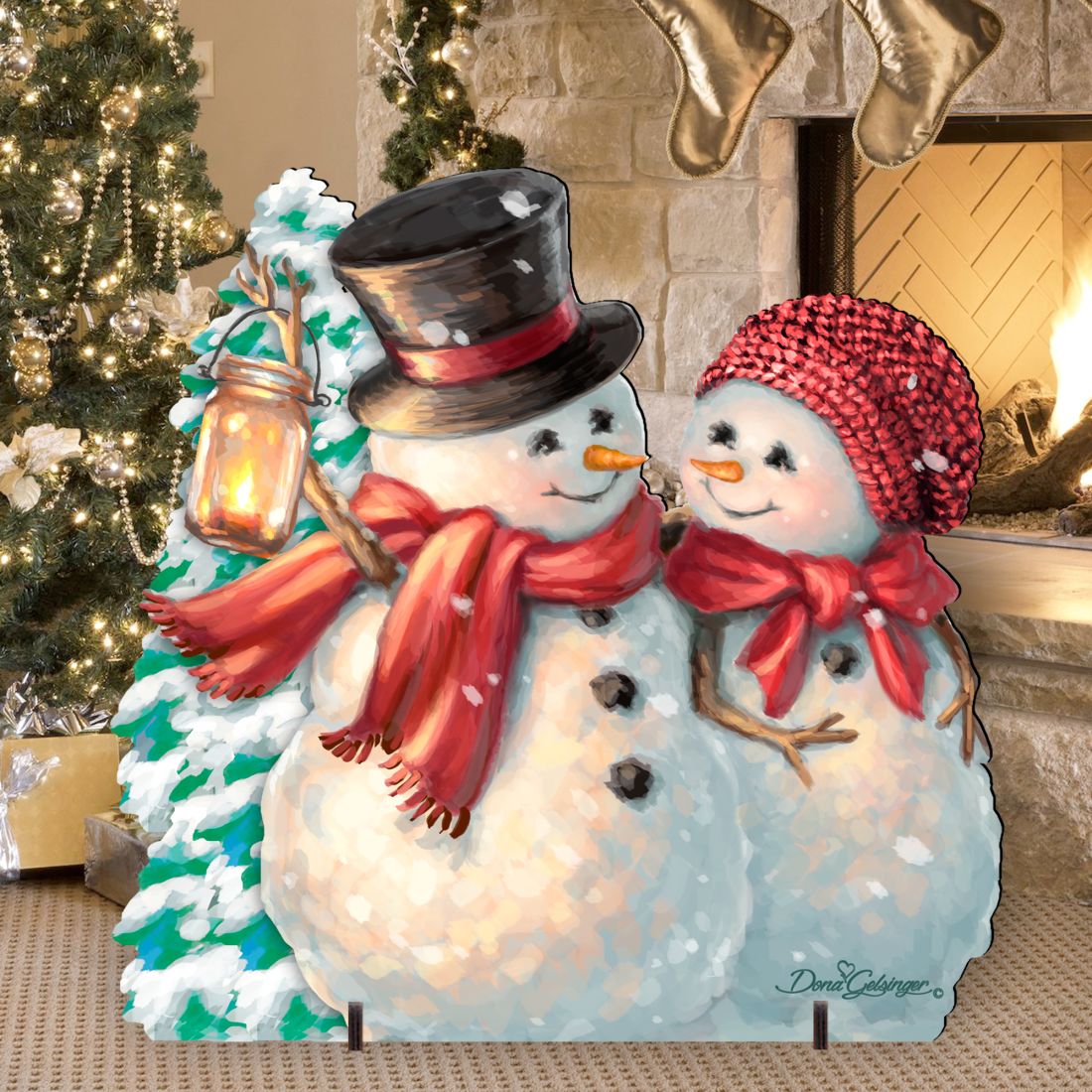 Vintage Snowman & Snowlady Lawn Art