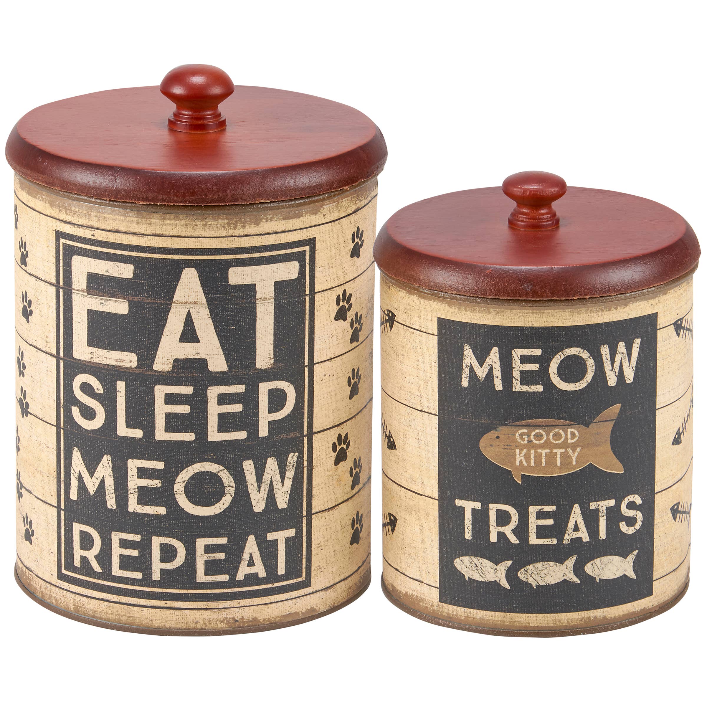 Rustic Cat Treat Canister Set