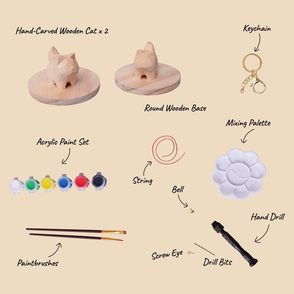 Cat Painting DIY Craft Kit (2) - Create a Keychain