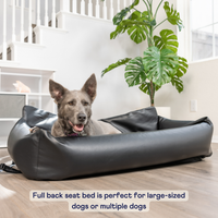 PupProtector™ Faux Cool-to-Touch Vegan Leather Memory Foam Dog Car Bed -  Black