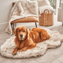 PupRug by Paw.com® Faux Fur Orthopedic Dog Bed: Curve White with Brown Accents