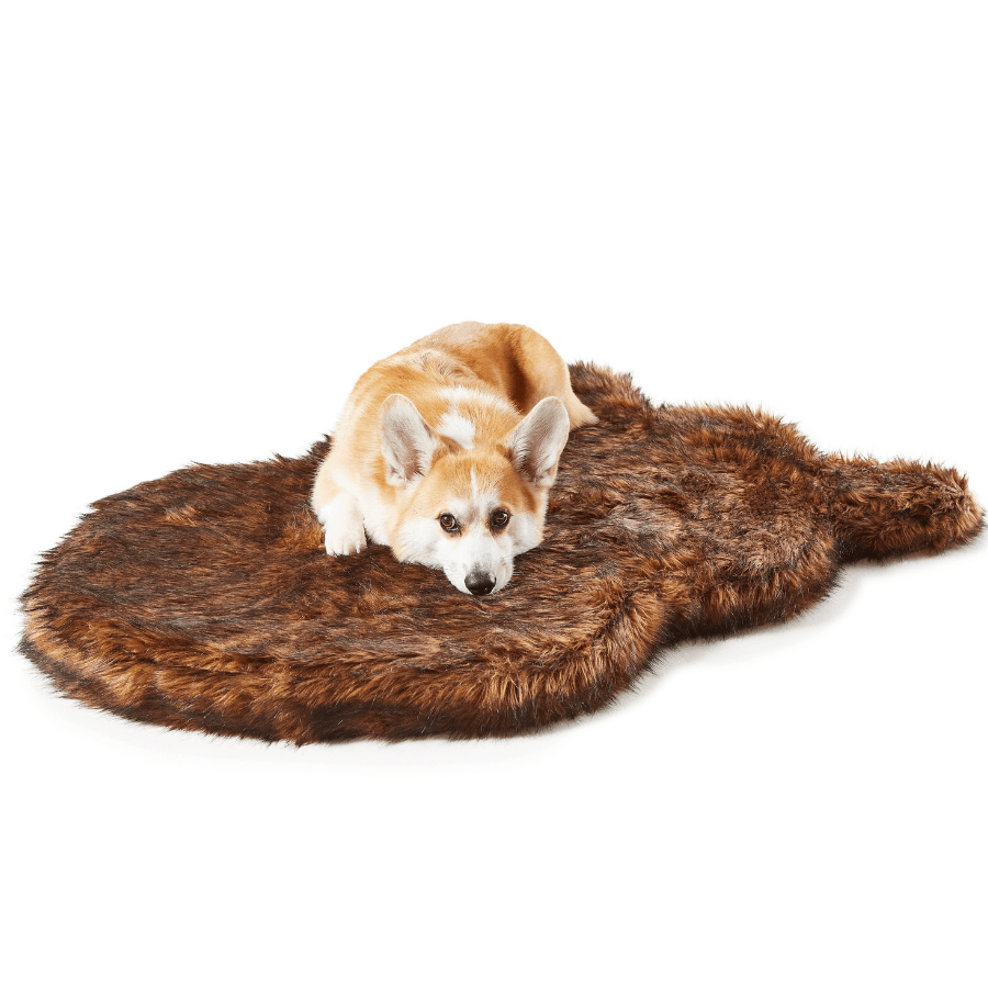 PupRug by Paw.com® Faux Fur Orthopedic Dog Bed: Curve Brown