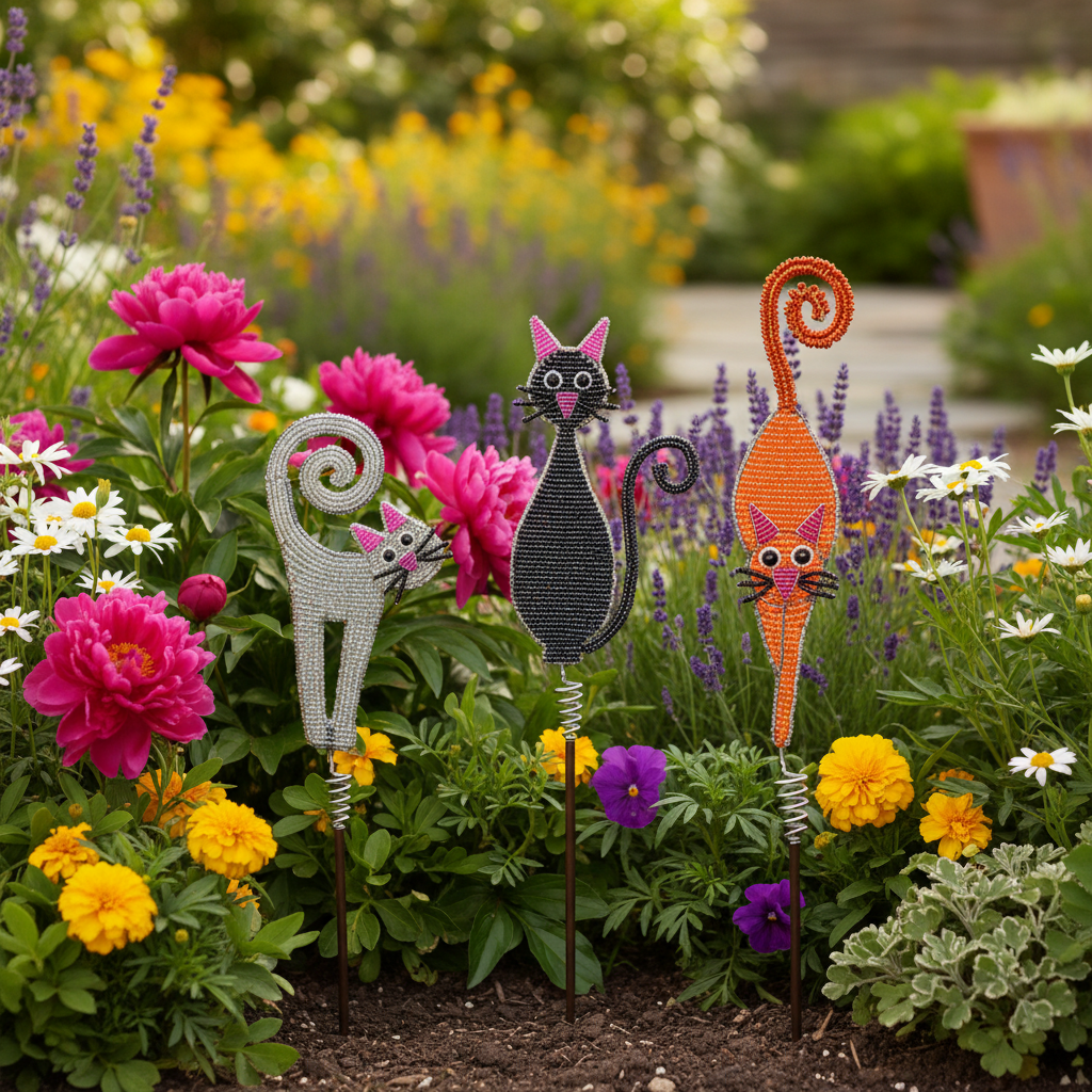 Whimsical Cat Garden Decor - Set of 3