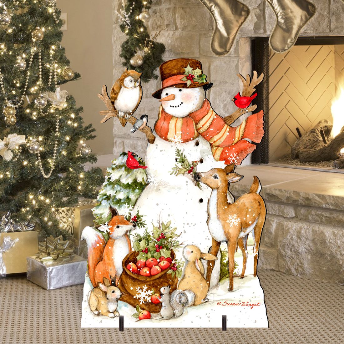 Storybook Snowman & Wildlife Friends Outdoor Decor