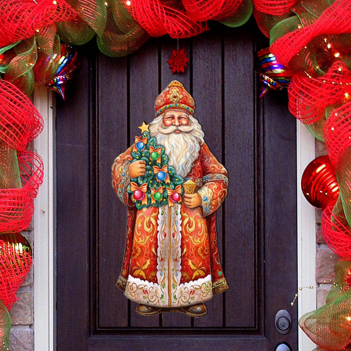 Saint Nicholas & Christmas Tree Door Hanger Art