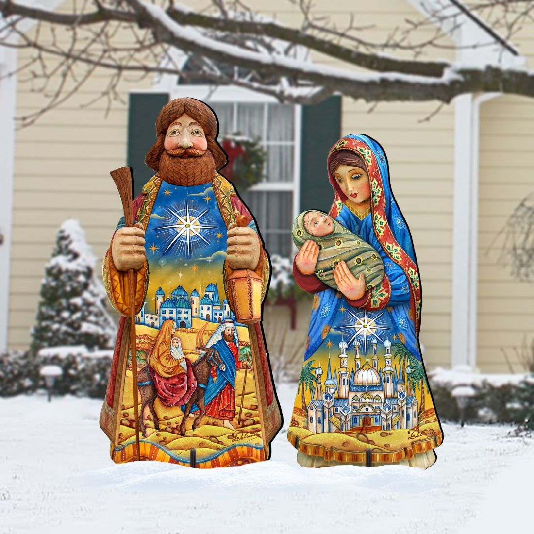 Baby Jesus, Mary & Joseph in Bethlehem 2 Piece Set
