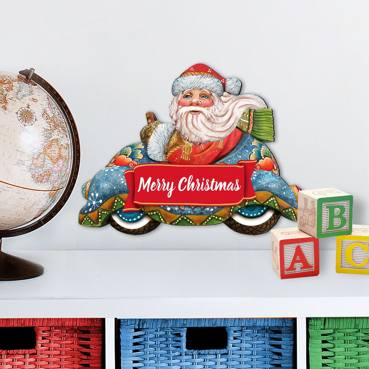 Merry Christmas Convertible Car Santa Door Decor