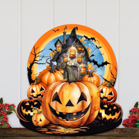 Haunted House & Jack 'o Lantern Front Door Art