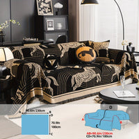 Luxurious Chenille Horse Design Sofa Cover Decor in Orange & Green