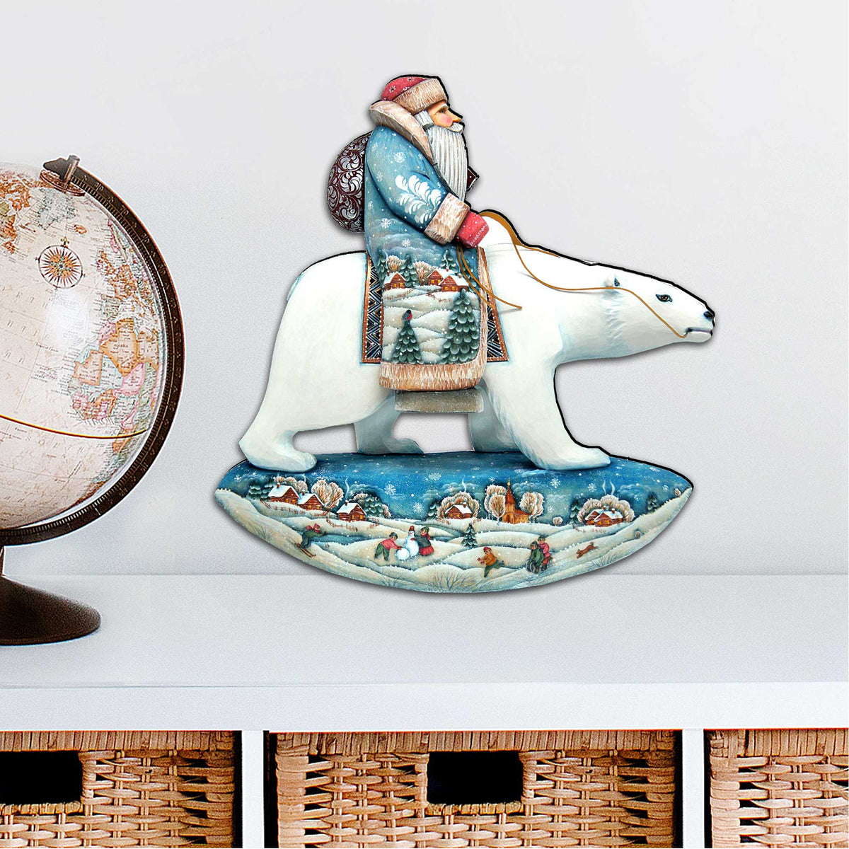 Scandinavian Santa On Polar Bear Christmas Door Decor