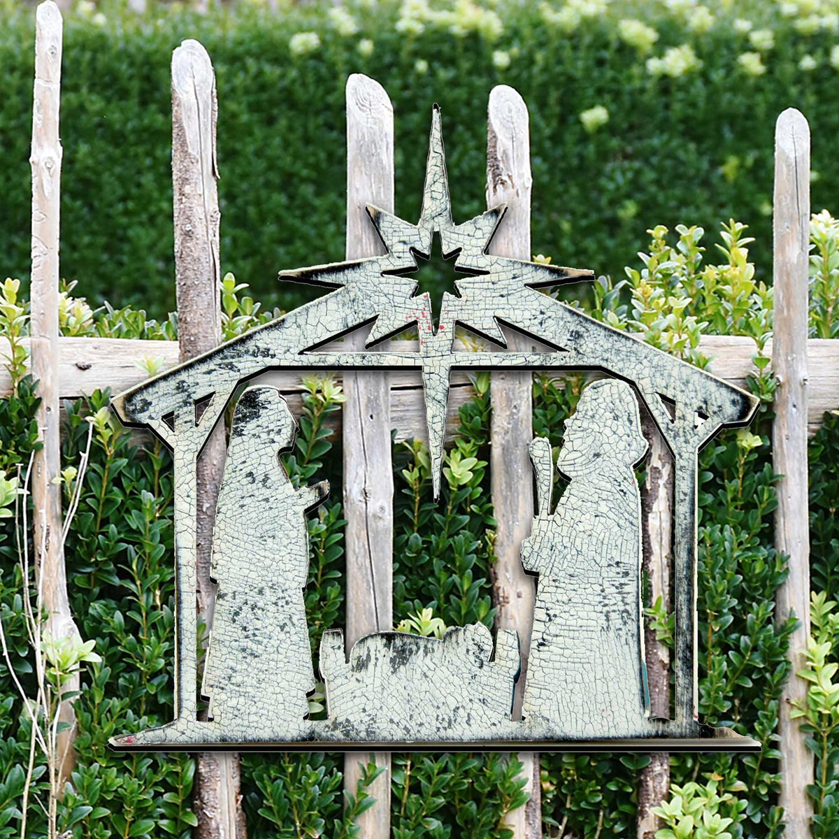 Rising Star Nativity Rustic Door Hanger