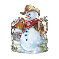 Country Western Snowman Winter Door Hanger