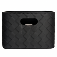 Leather Woven Bin (Black)