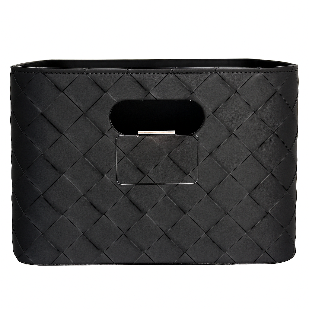 Faux-Leather Woven Bin