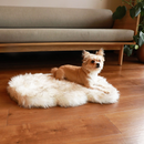PupRug by Paw.com® Faux Fur Orthopedic Dog Bed: Curve White with Brown Accents
