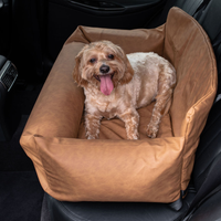 PupProtector™ Faux Cool-to-Touch Vegan Leather Memory Foam Dog Car Bed - Camel