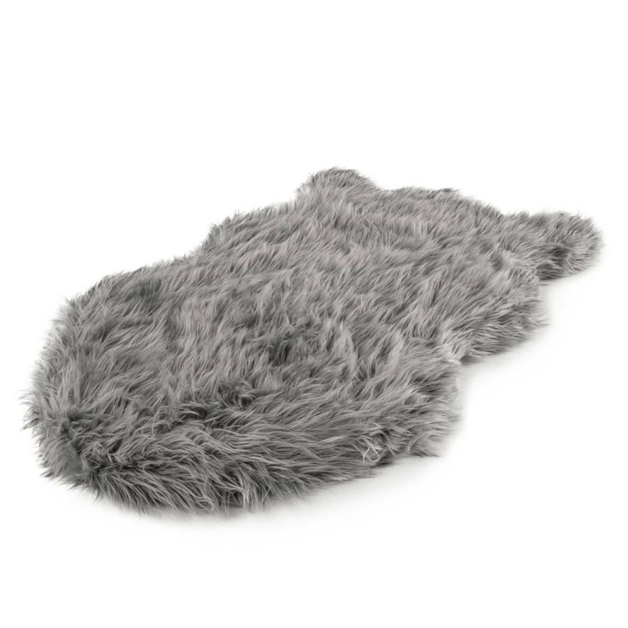 Gray Faux-Fur Orthopedic Dog Bed & Luxurious Rug