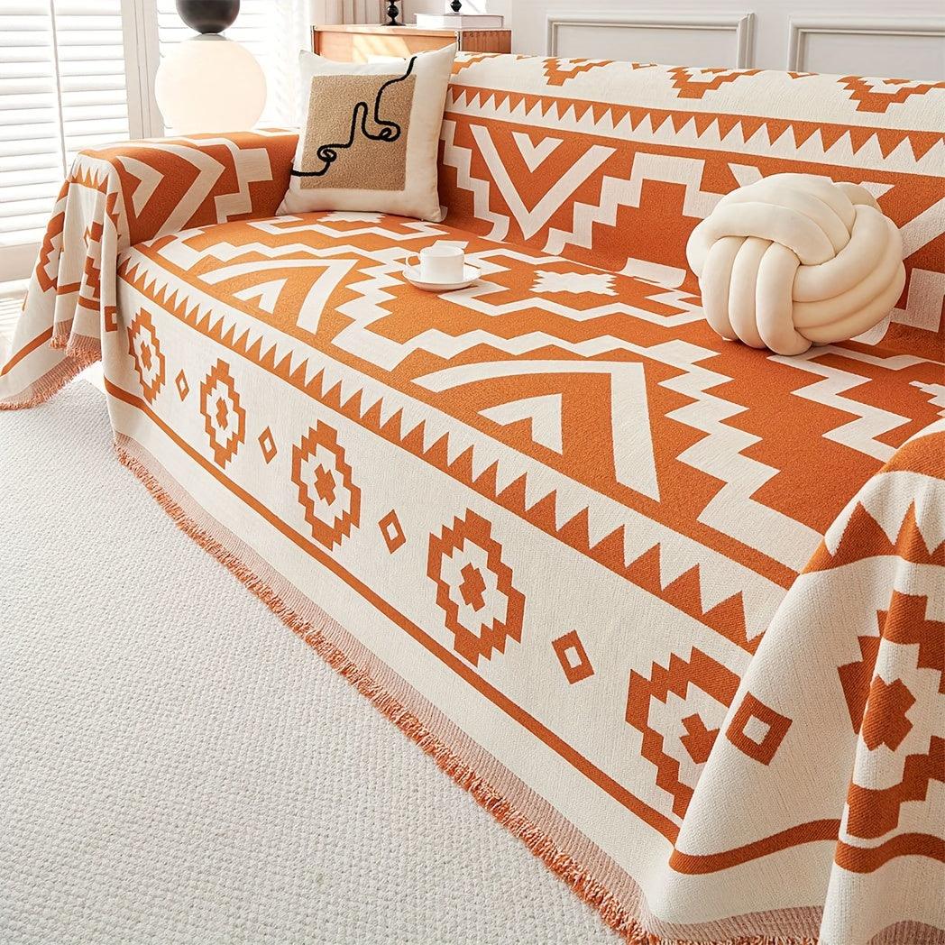 Boho-Chic All-Season Sofa Cover | Light Gray & Pet Proof Couch Cover