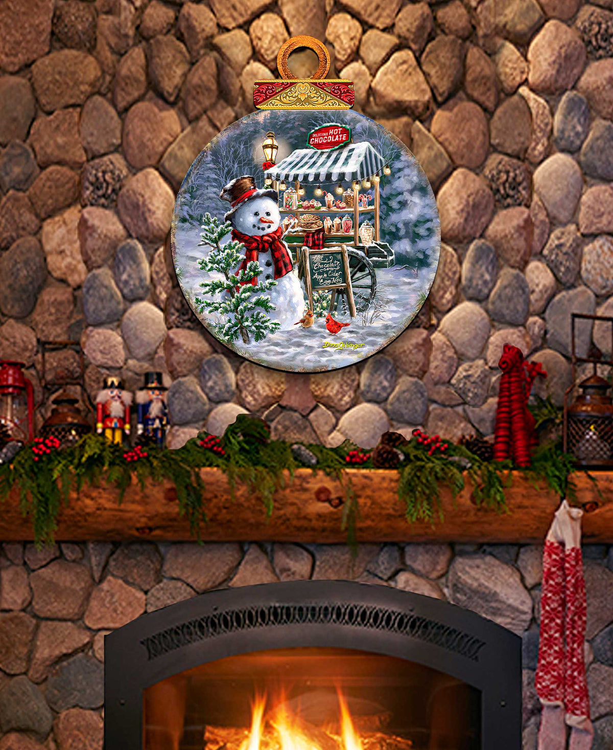 Hot Chocolate Snowman Winter Door Hanger