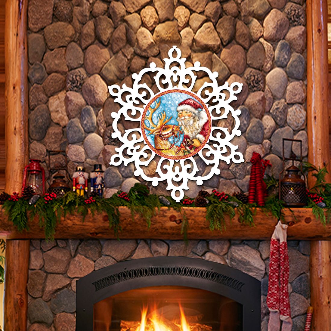 Snowflake Santa & Rudolph Reindeer Door Decor