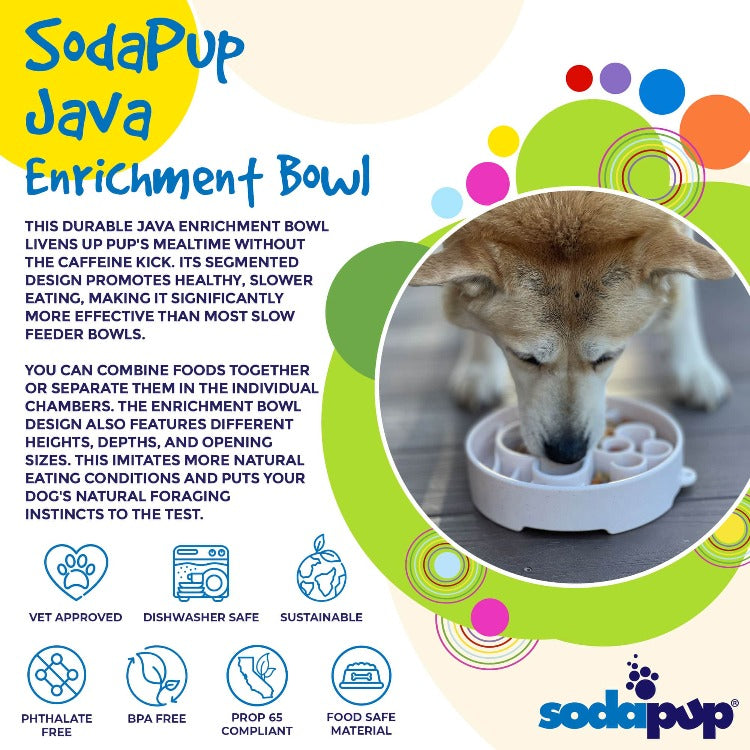 Java Slow Feeder Dog Bowl for Enrichment - 8" diameter x 2" deep