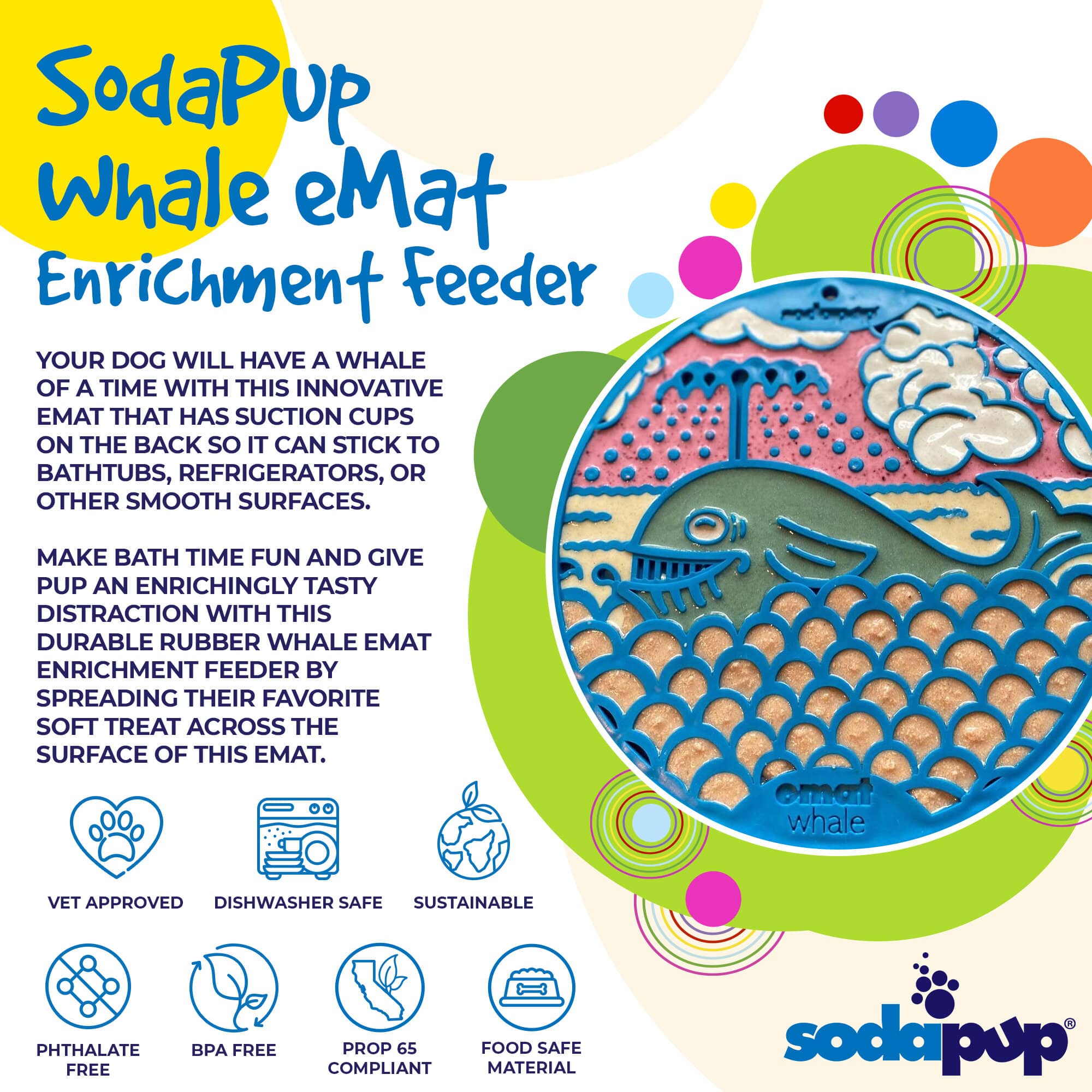 Whale Enrichment Lick Mat with Suction Cups - 8"