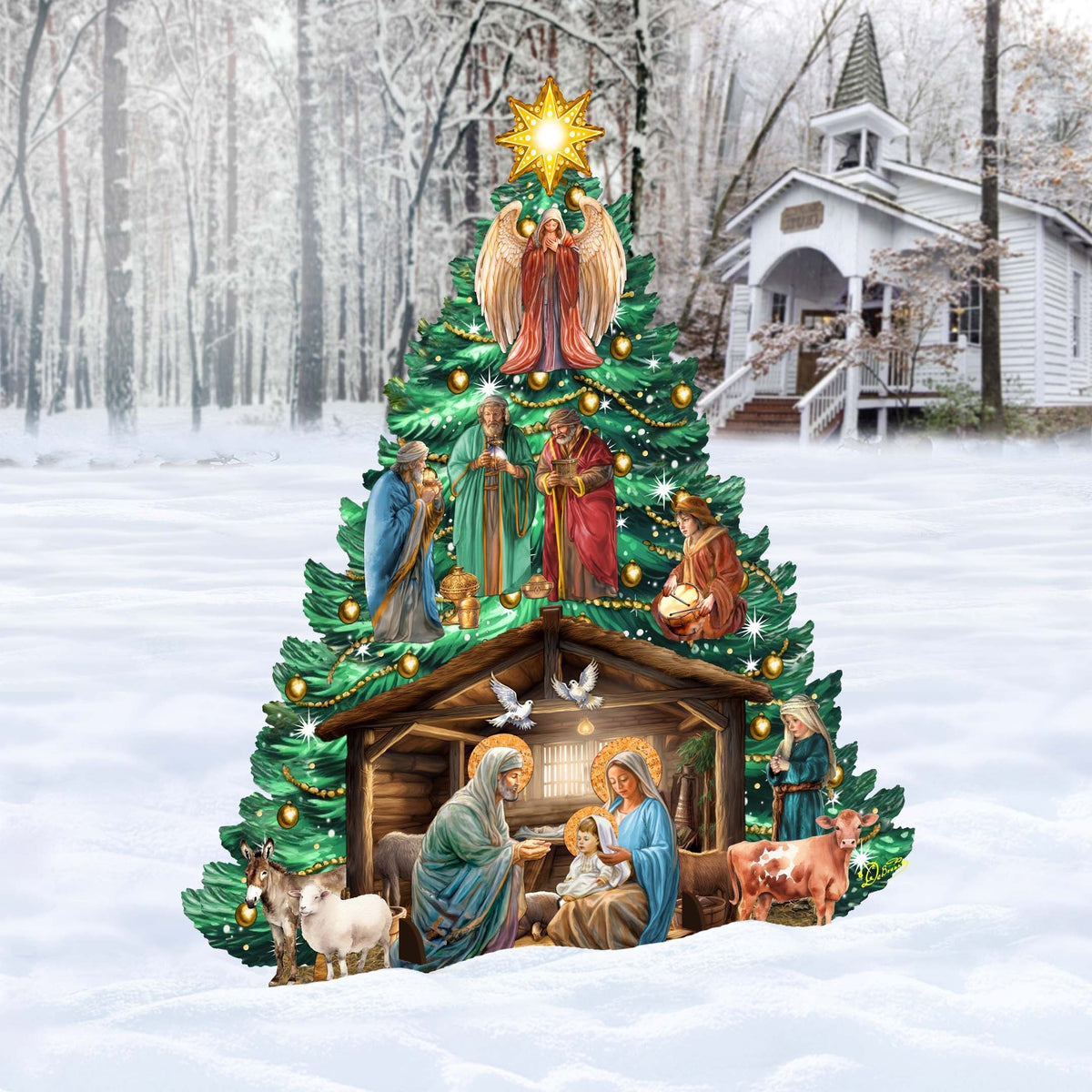 Nativity, Wise Men & Angel Christmas Tree Yard Decor