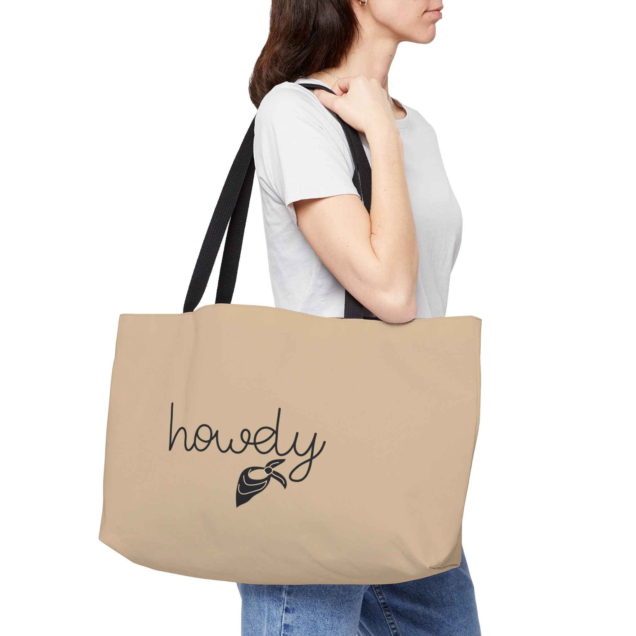 Howdy Tote Bag in Pastel Grey