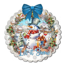 Let It Snow Wood Door Art