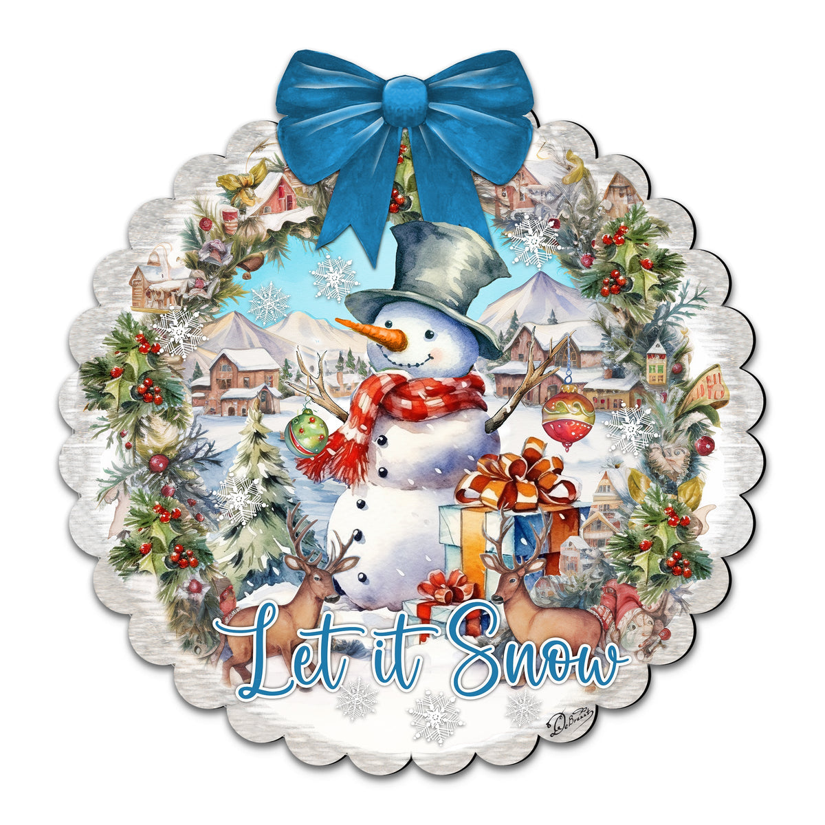 Let It Snow Wood Door Art