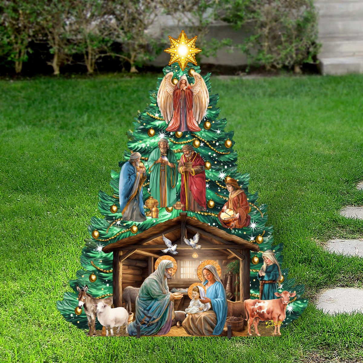 Nativity, Wise Men & Angel Christmas Tree Yard Decor