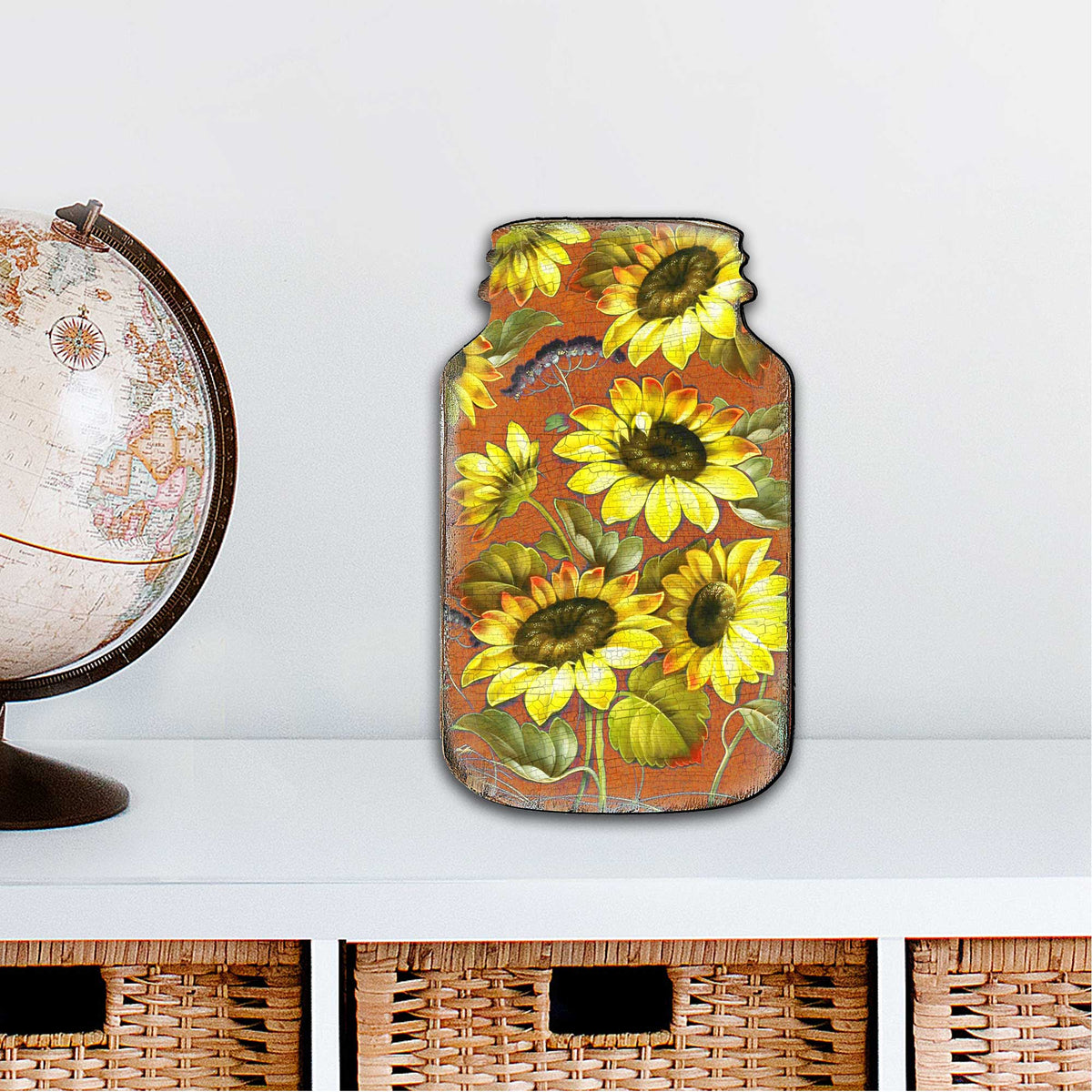 Sunflower Mason Jar Door Decor