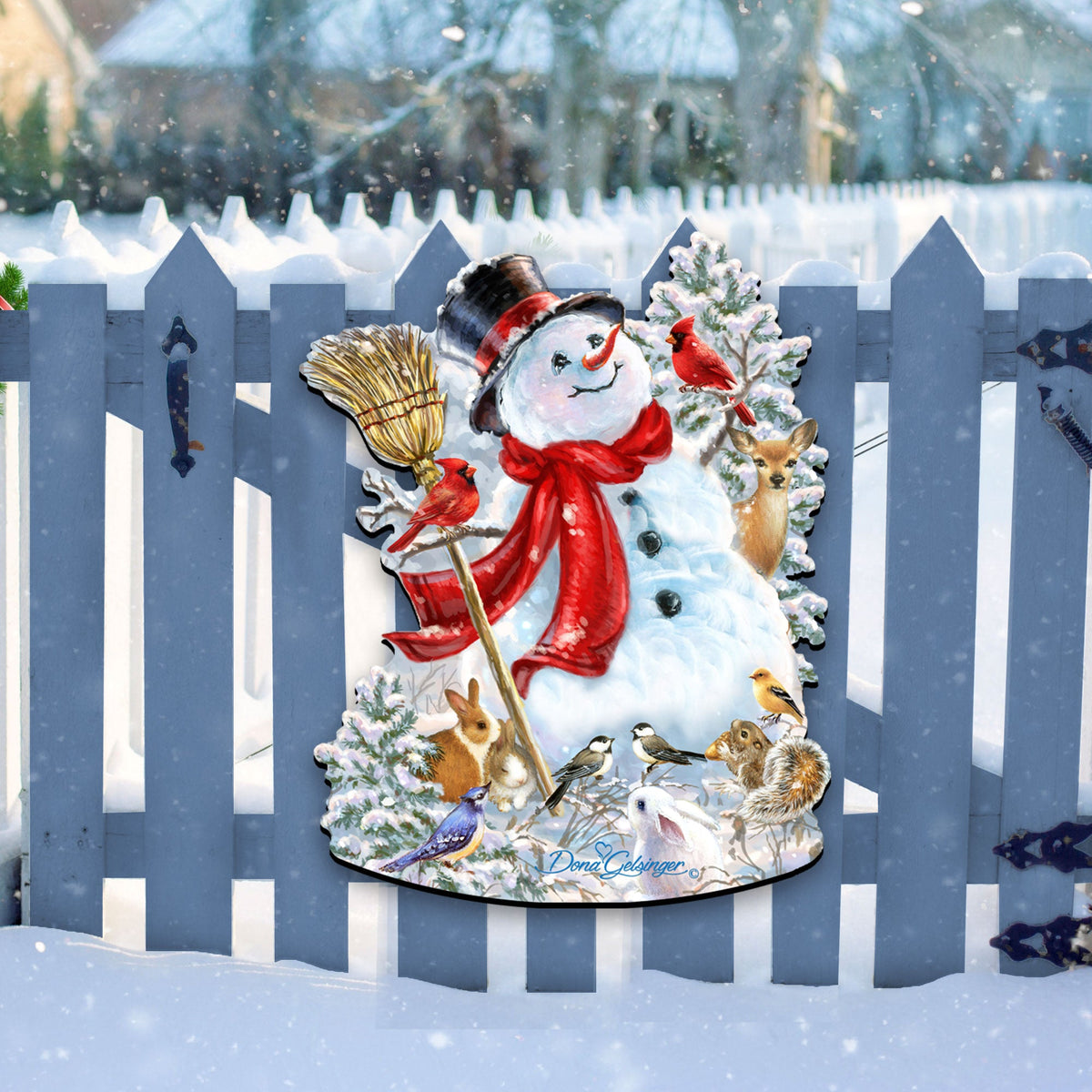 Vintage Snowman & Friends Porch Sign