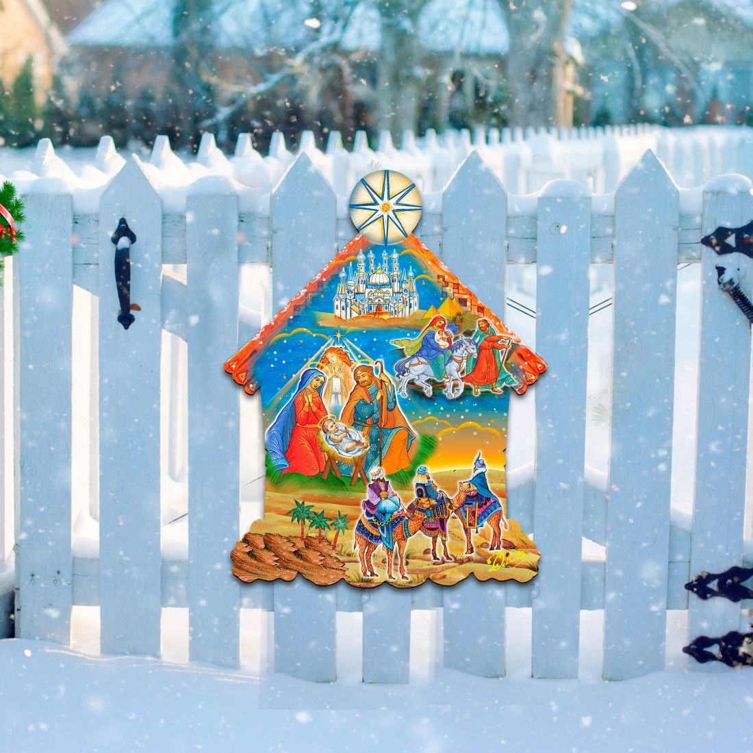 Classic Christmas Nativity Scene Door Hanger