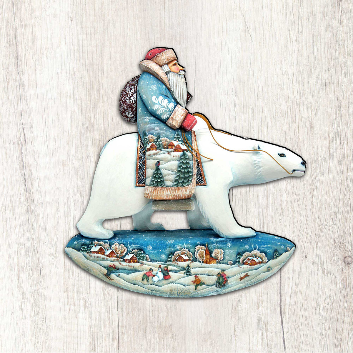 Scandinavian Santa On Polar Bear Christmas Door Decor