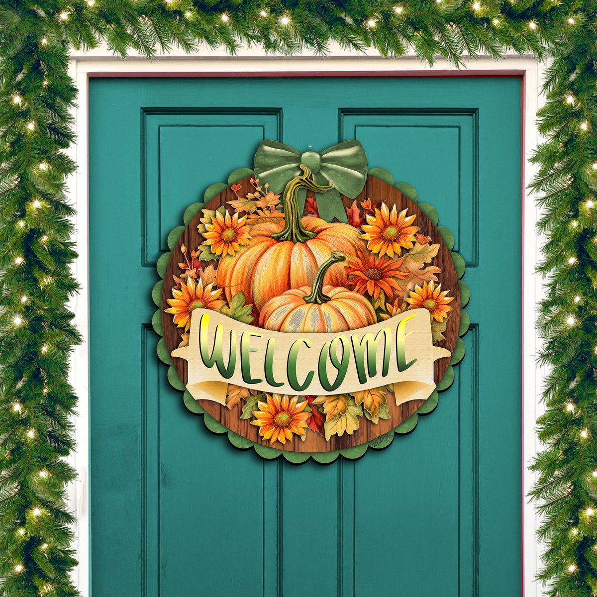 Welcome Fall Wooden Front Door Sign
