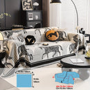 Luxurious Chenille Horse Design Sofa Cover Decor in Orange & Green