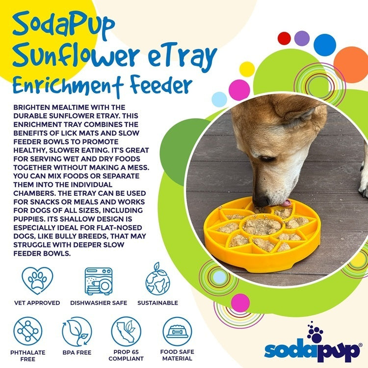 Sunflower Slow Feeder Dog Bowl for Enrichment - 8" diameter x 1.5" deep