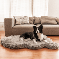 PupRug by Paw.com® Faux Fur Orthopedic Dog Bed: Curve Charcoal Grey