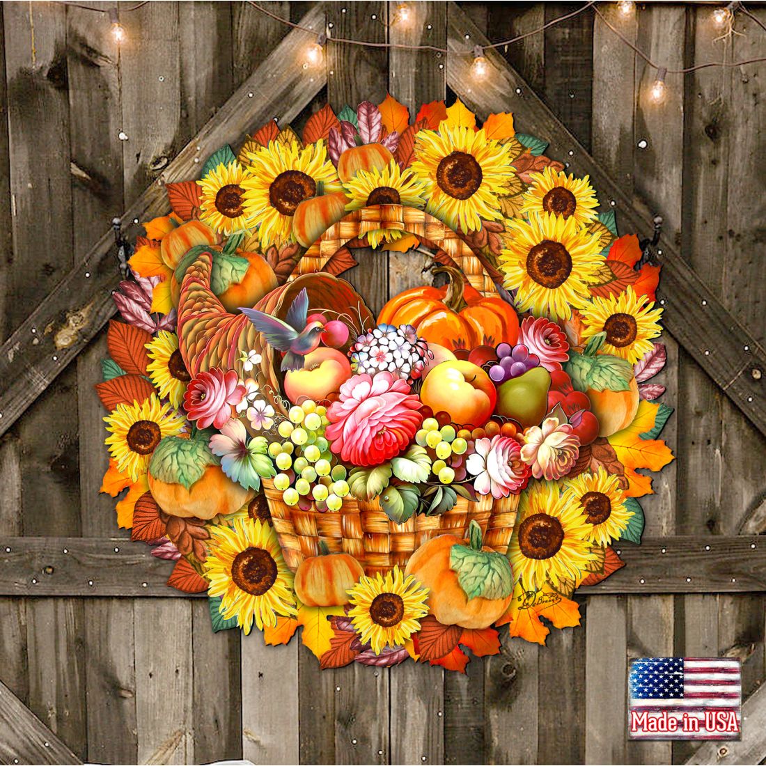 Thanksgiving Wreath  wood Door Sign