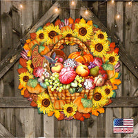 Thanksgiving Wreath  wood Door Sign