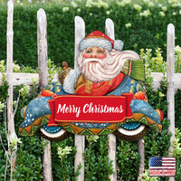 Merry Christmas Convertible Car Santa Door Decor