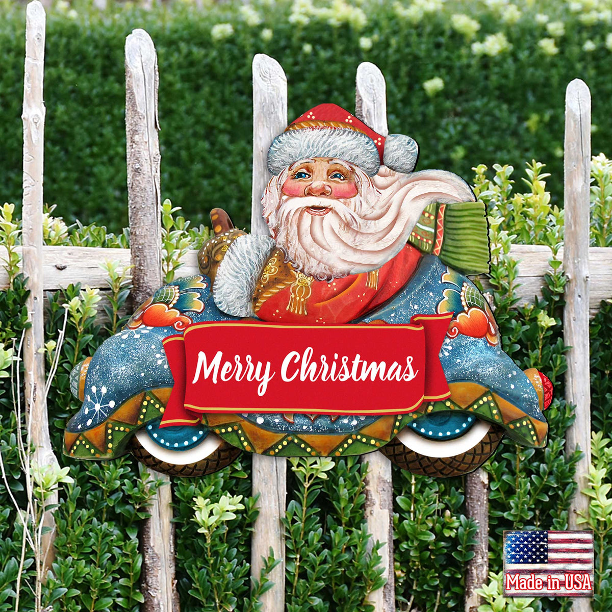 Merry Christmas Convertible Car Santa Door Decor