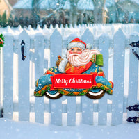 Merry Christmas Convertible Car Santa Door Decor