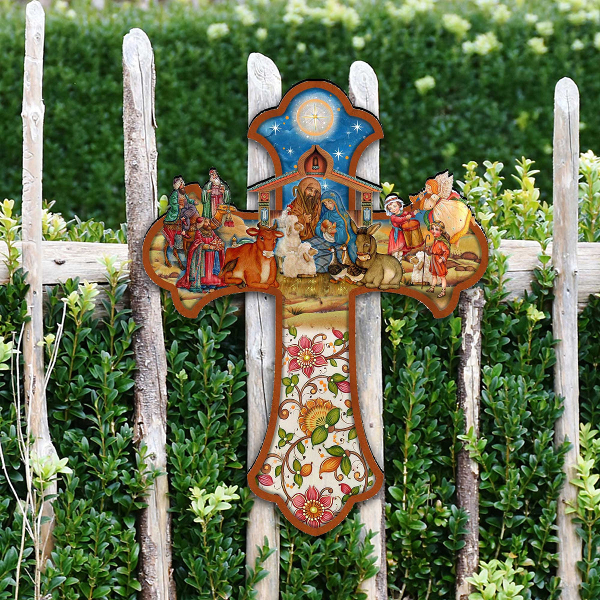 Christian Cross w/Nativity Door Hanger