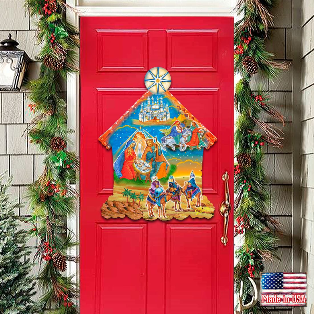 Classic Christmas Nativity Scene Door Hanger