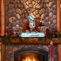 Folk Art Santa & Bear Wood Door Hanger
