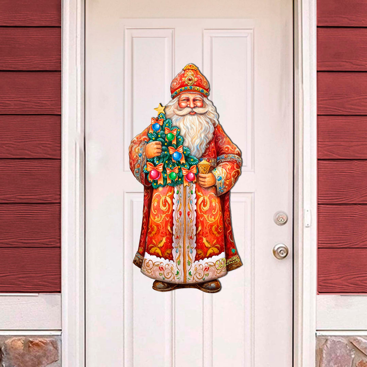 Saint Nicholas & Christmas Tree Door Hanger Art