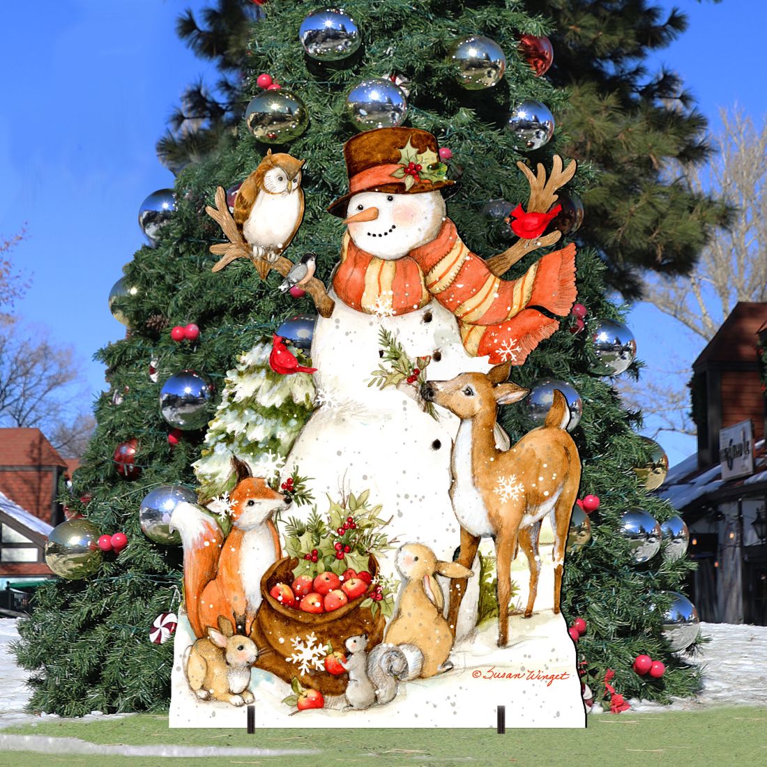 Storybook Snowman & Wildlife Friends Outdoor Decor